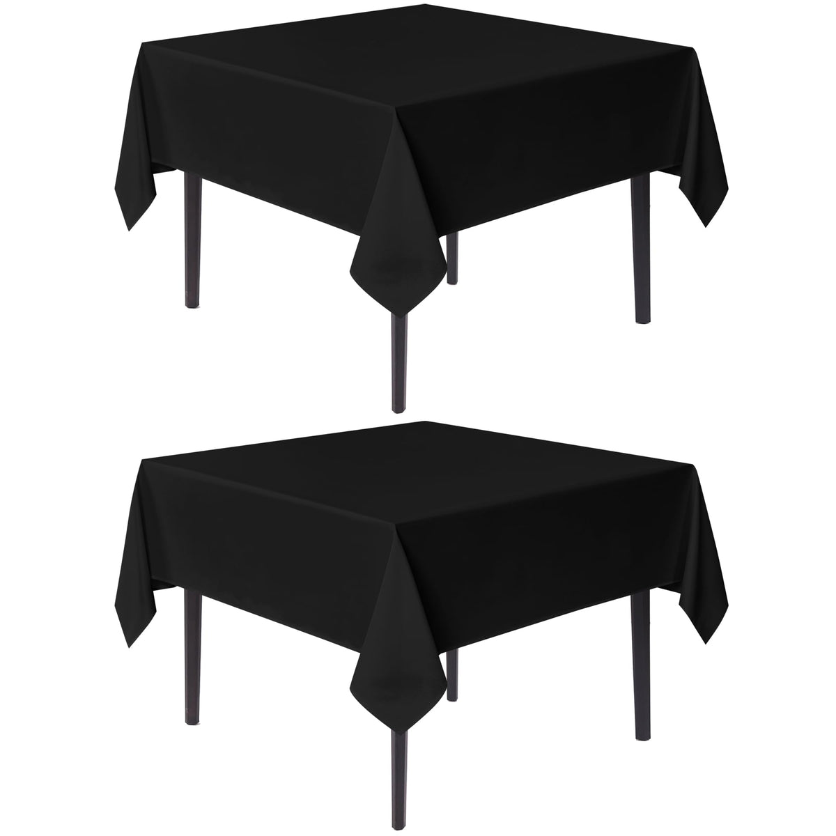 Sancua black square tablecloth 54x54 close-up edge hem enhances presentation