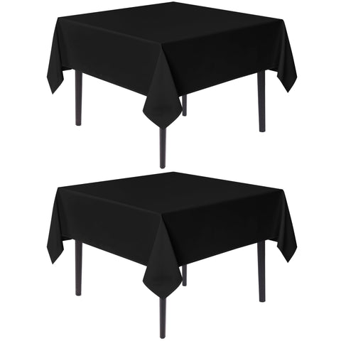 Sancua black square tablecloth 54x54 close-up edge hem enhances presentation