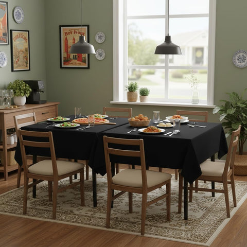 Sancua black square tablecloth fabric texture shows soft, durable polyester