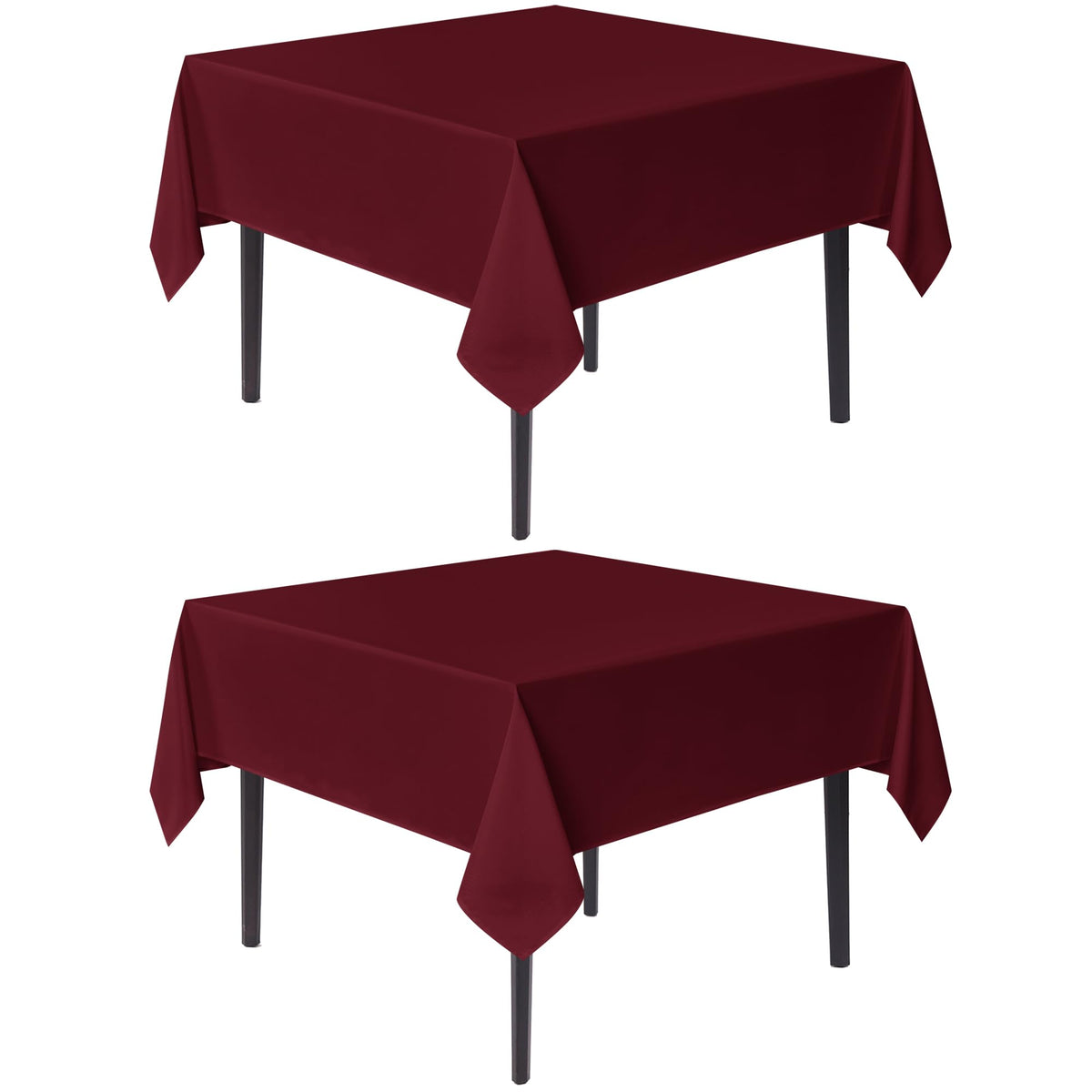 Sancua burgundy 70x70 square tablecloth 2-pack in vibrant color for elegant gatherings.