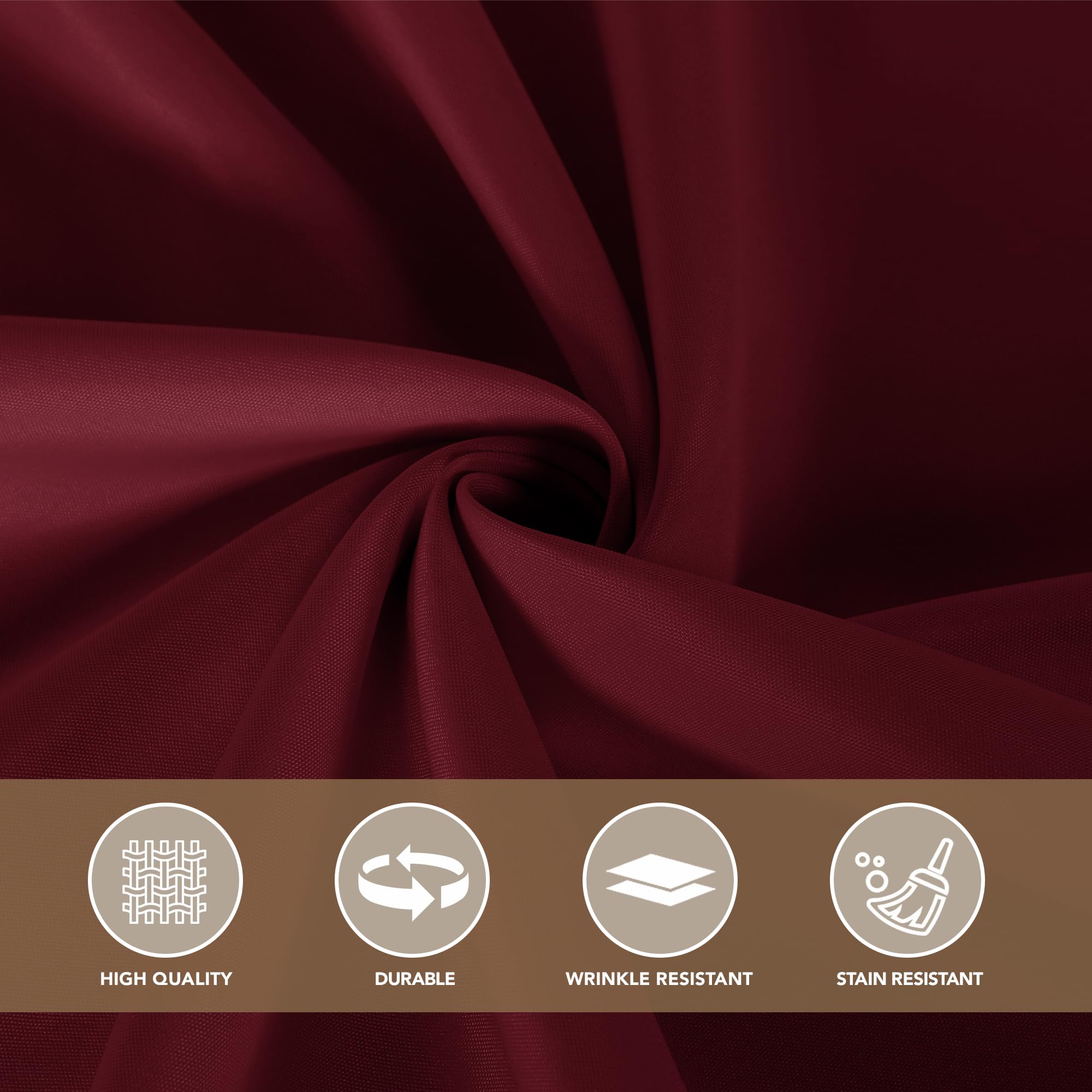 Sancua burgundy tablecloth color and finish ideal for holiday decor.
