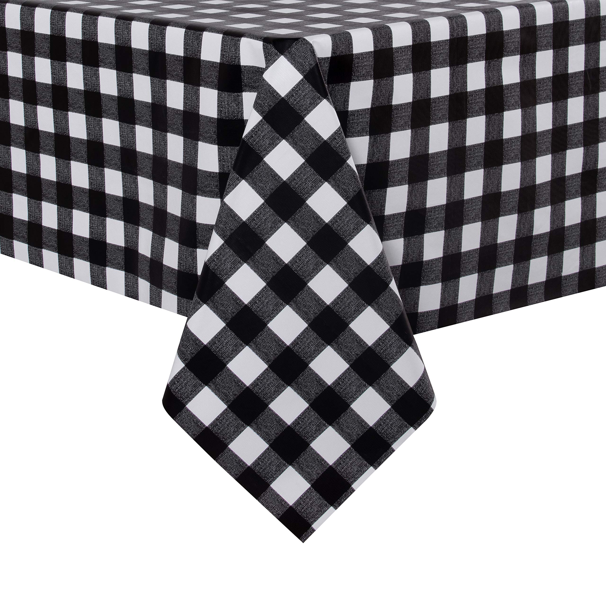 Sancua checkered tablecloth in black and white on a dining table, stylish surface protection.