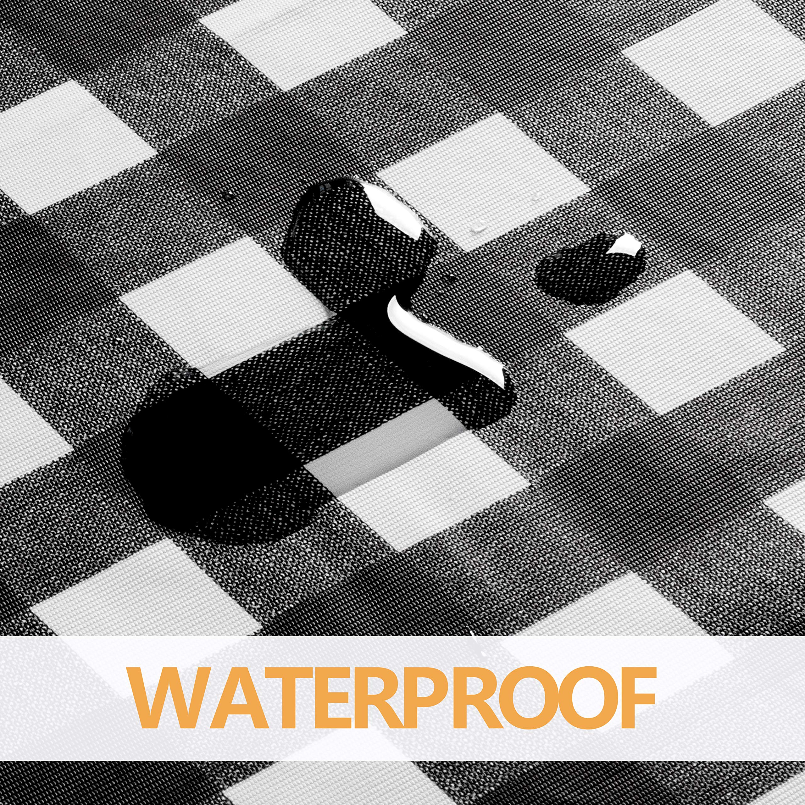 Sancua black and white checkered cloth suited for dining and buffet setups.