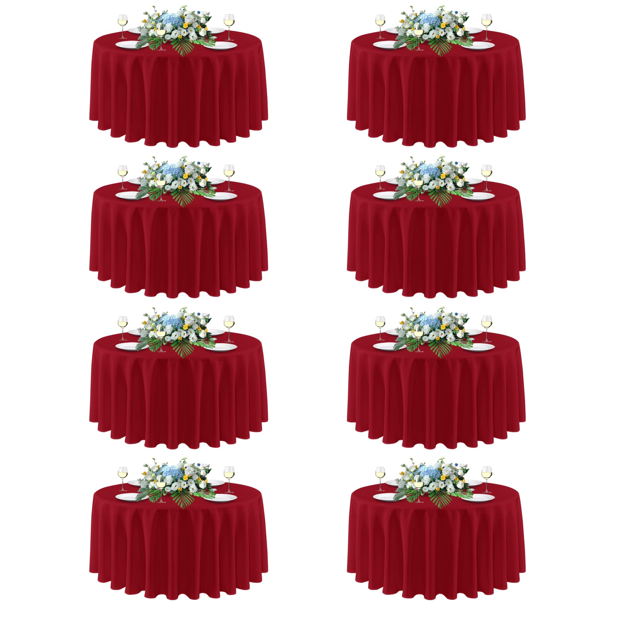 Sancua Christmas Red round tablecloth folded for storage, ideal for quick event setup.