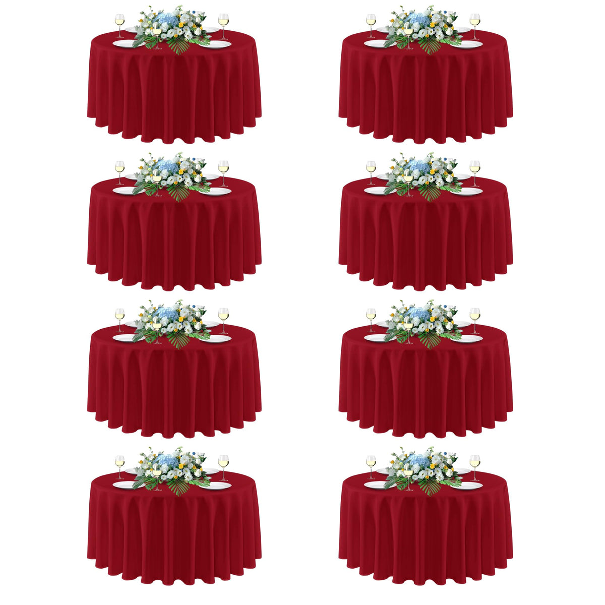 Sancua Christmas Red round tablecloth folded for storage, ideal for quick event setup.