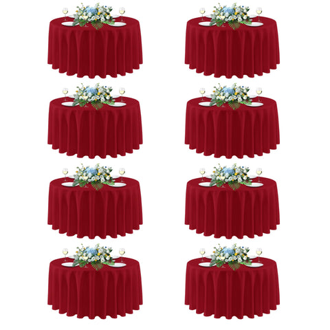 Sancua Christmas Red round tablecloth folded for storage, ideal for quick event setup.