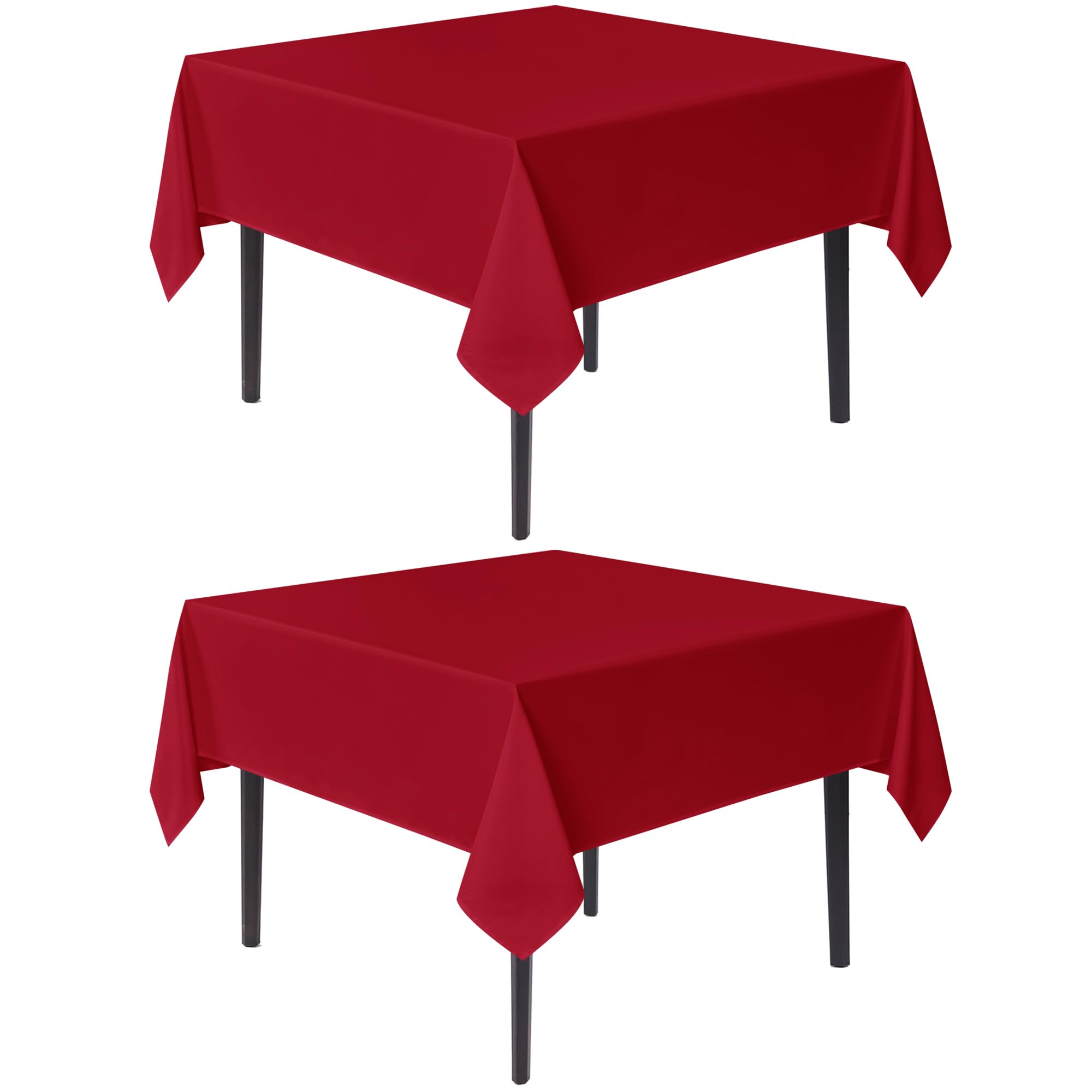 Sancua Christmas Red Square Tablecloth 70x70 in two-pack on festive table for holiday gatherings