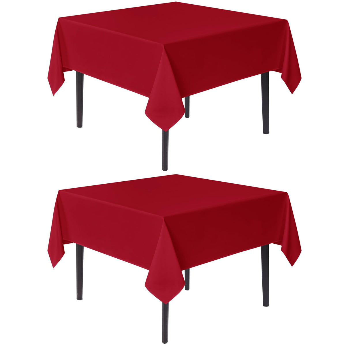 Sancua Christmas Red Square Tablecloth 70x70 in two-pack on festive table for holiday gatherings