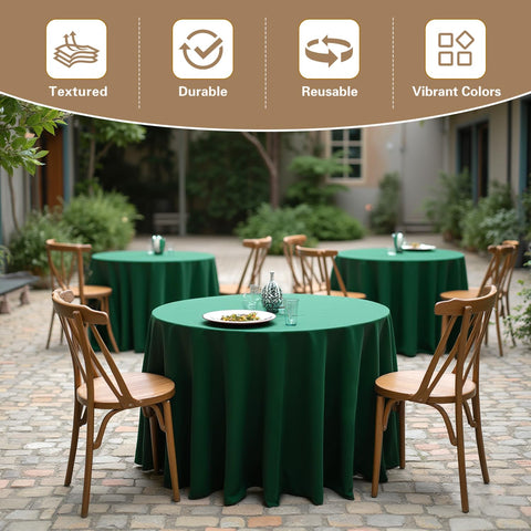 Sancua hunter green tablecloth in a stylish dining setup