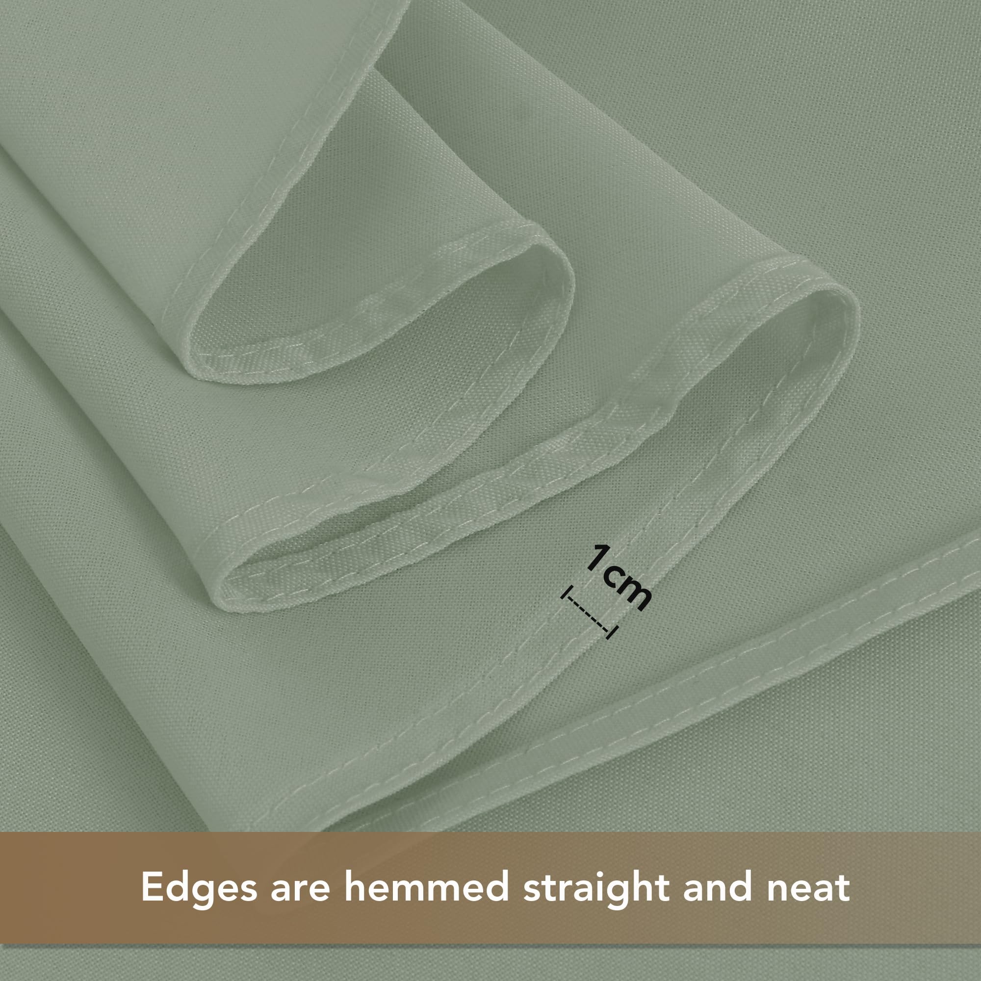 Hemmed edges of the Sancua tablecloth provide a polished look.