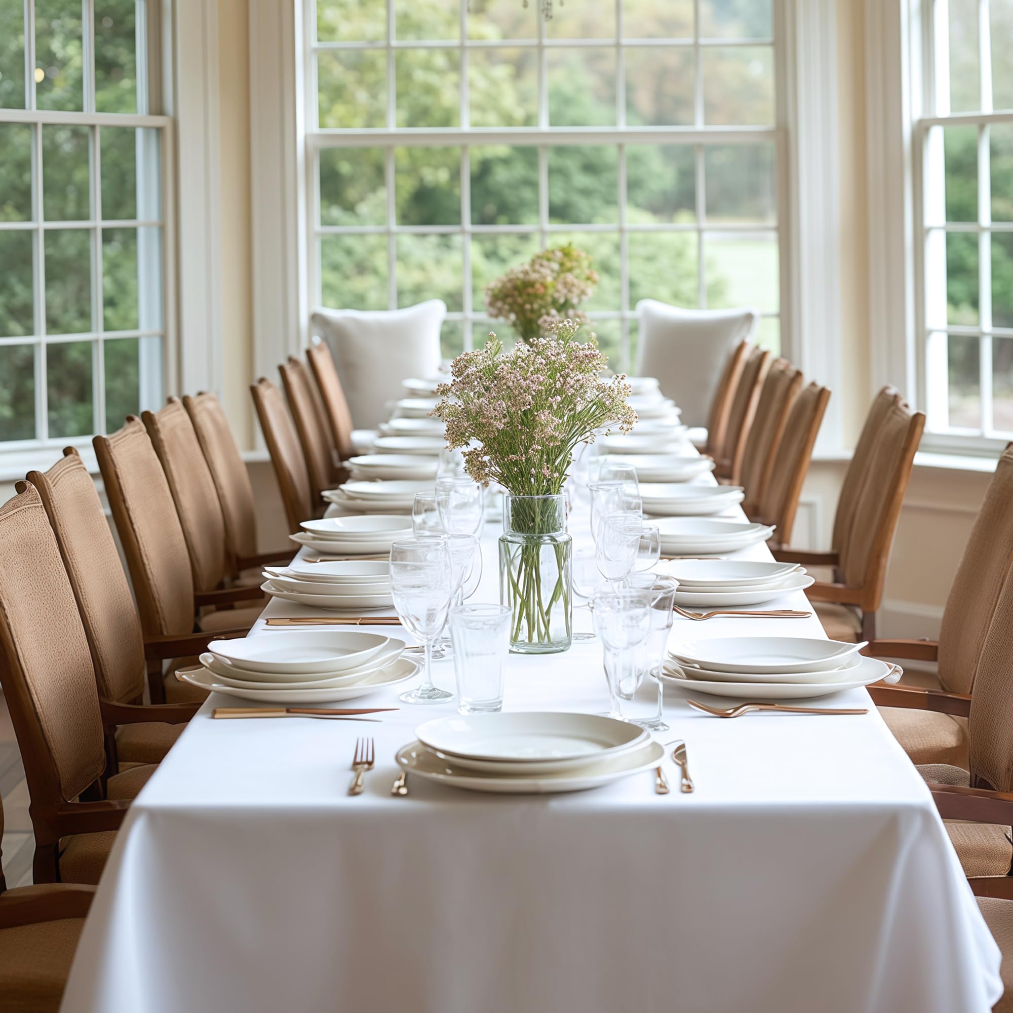 Sancua machine-washable tablecloth in a clean, ready-to-use setup.
