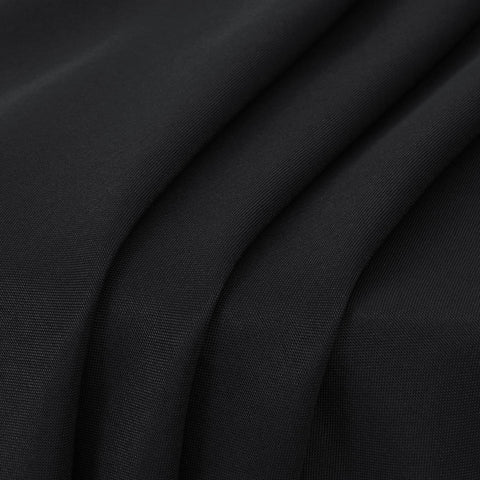Sancua outdoor dining with black tablecloth, great for gatherings.