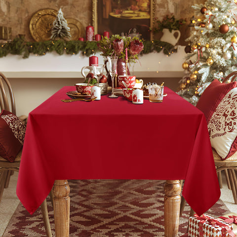 Sancua polyester red tablecloth offers wrinkle resistance for quick setup.