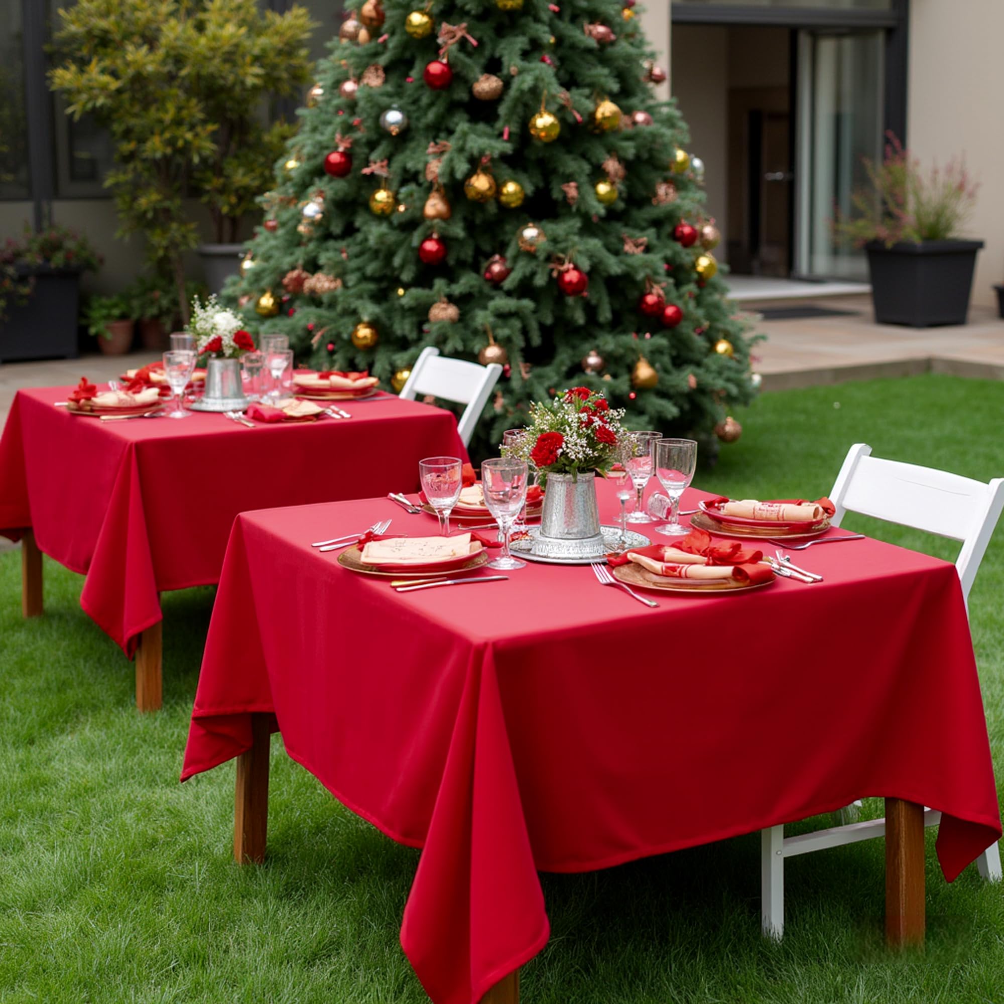 Sancua polyester tablecloth close-up showing soft touch and durable weave for daily dining