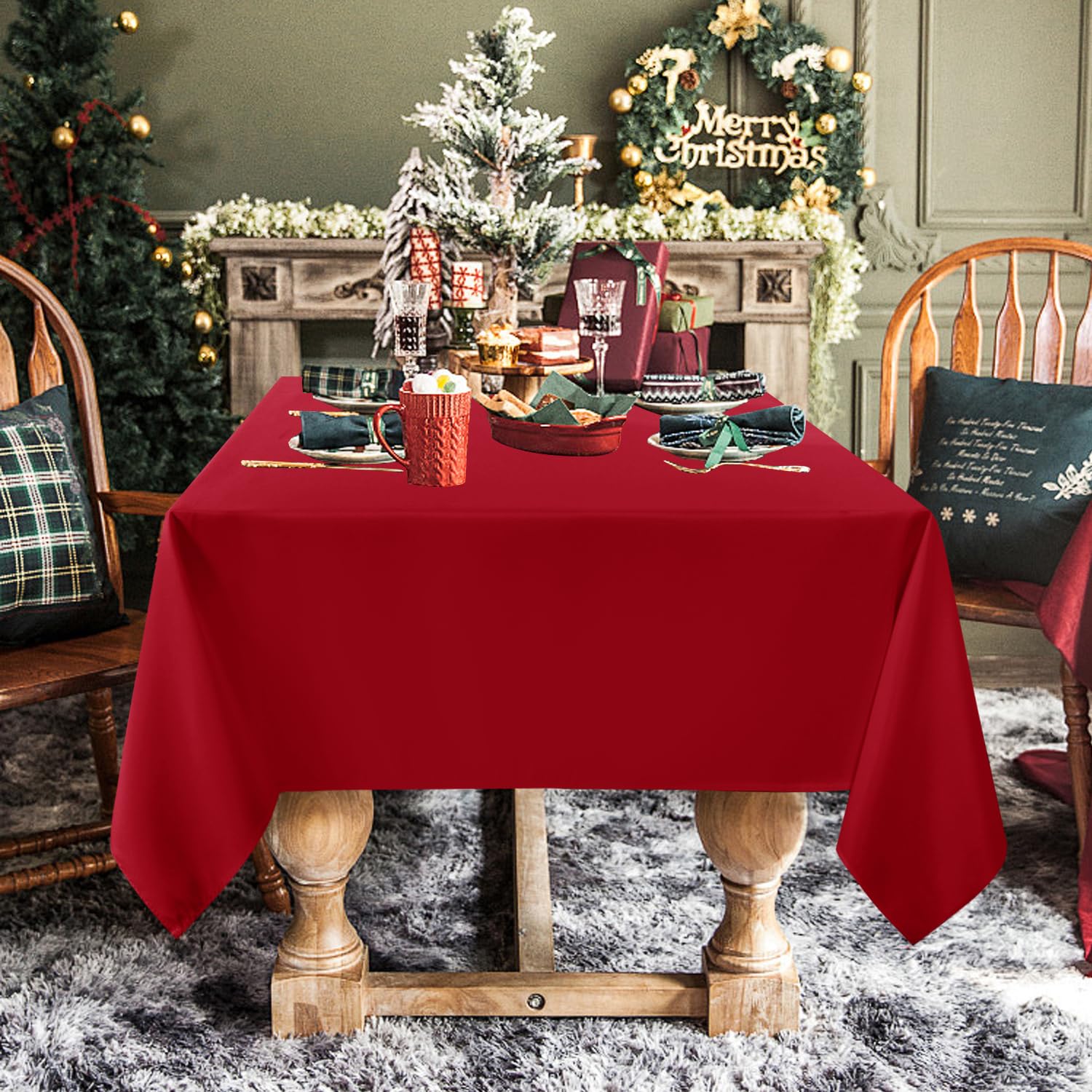 Sancua rectangle tablecloth spill-proof surface easy to wipe after spills