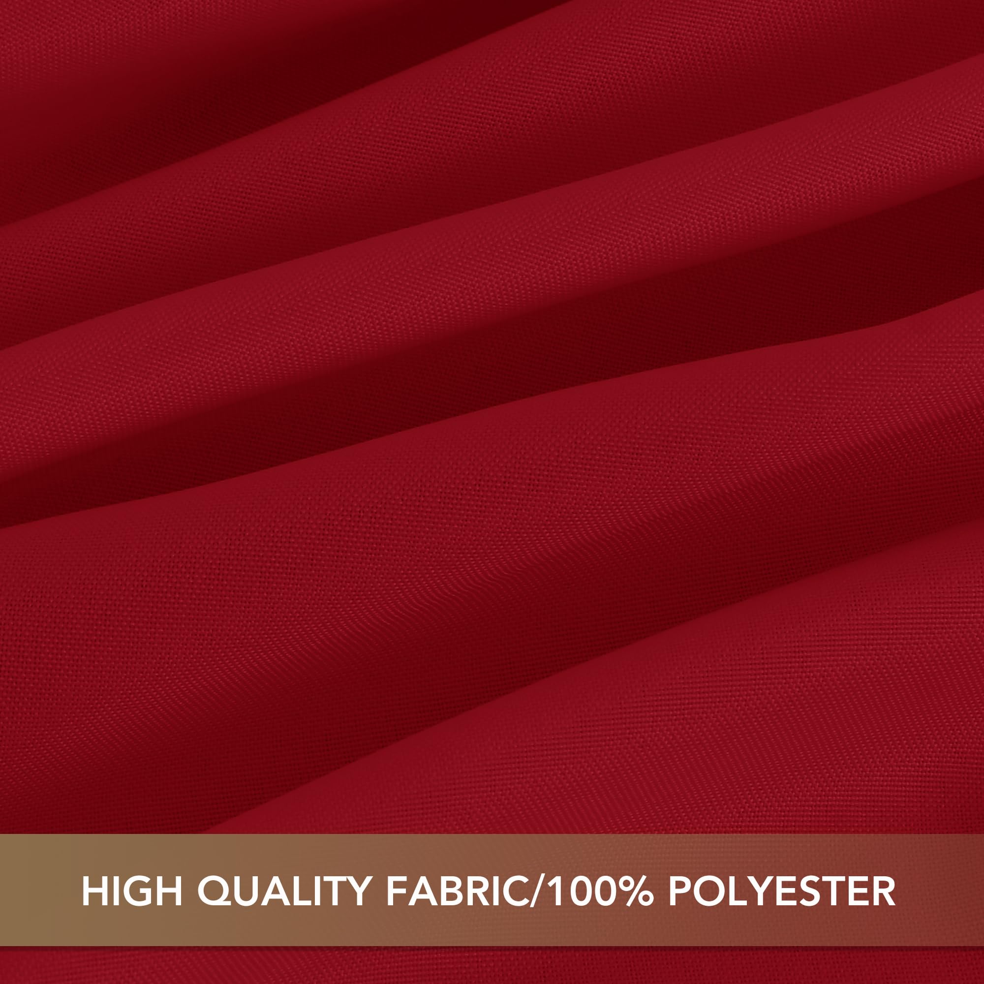 Sancua red tablecloth on dining setup with guests at a banquet.