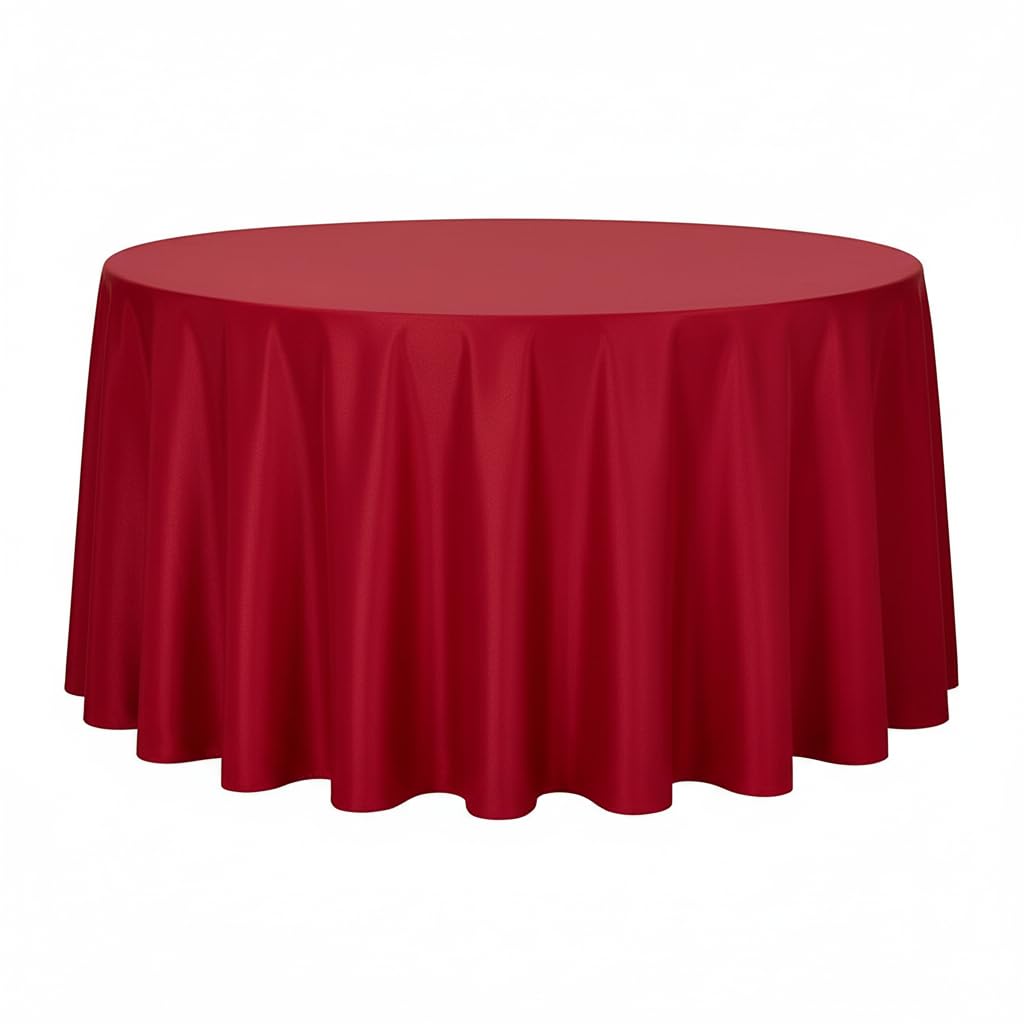 Sancua round tablecloth 108 inch red on dining table for stylish gatherings.