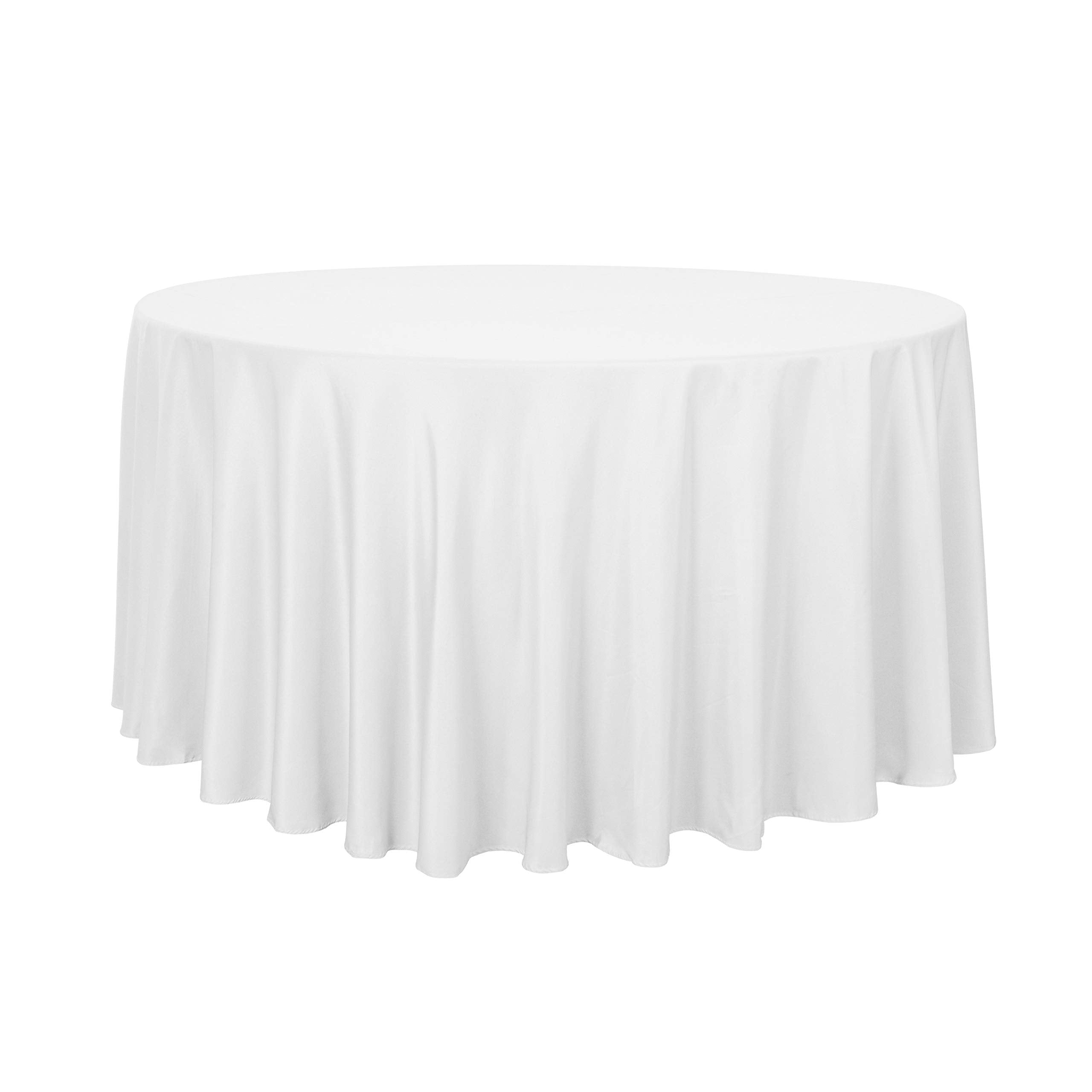 Sancua round tablecloth 108-inch white flatlay shows elegant protection for dining setups.