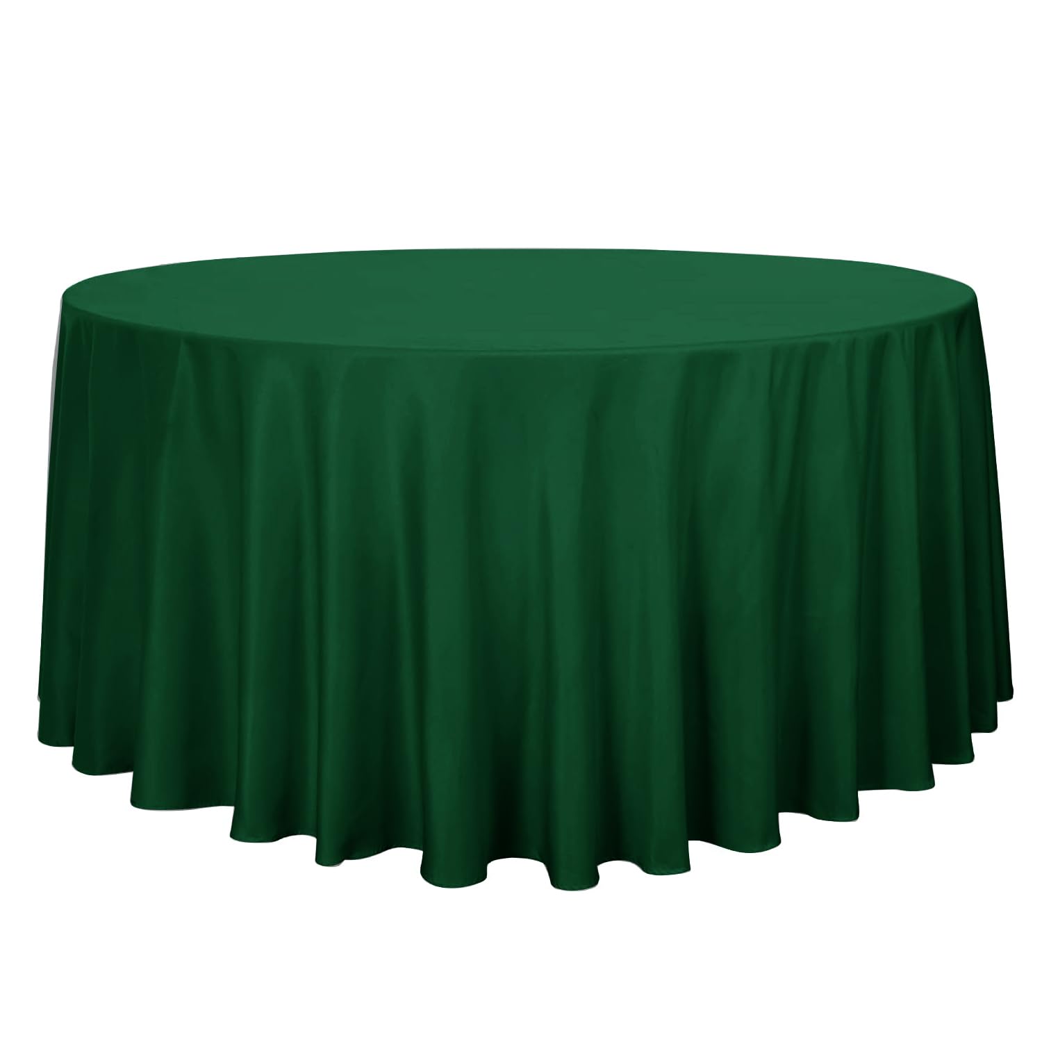 Sancua round tablecloth 120-inch hunter green on a dining table for elegant gatherings.