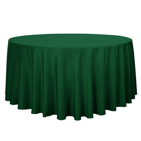 Sancua round tablecloth 120-inch hunter green on a dining table for elegant gatherings.