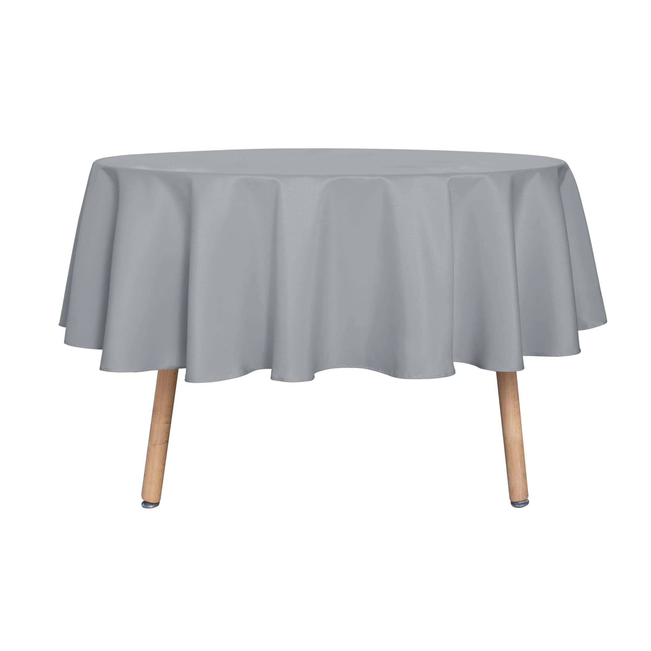 Sancua round tablecloth 60-inch in silver grey protects surfaces while elevating your dining setup.