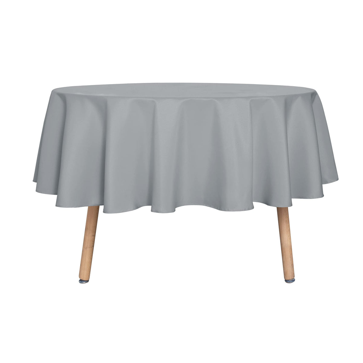 Sancua round tablecloth 60-inch in silver grey protects surfaces while elevating your dining setup.