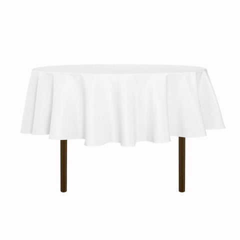 Sancua round tablecloth 80-inch white on table for a clean dining surface