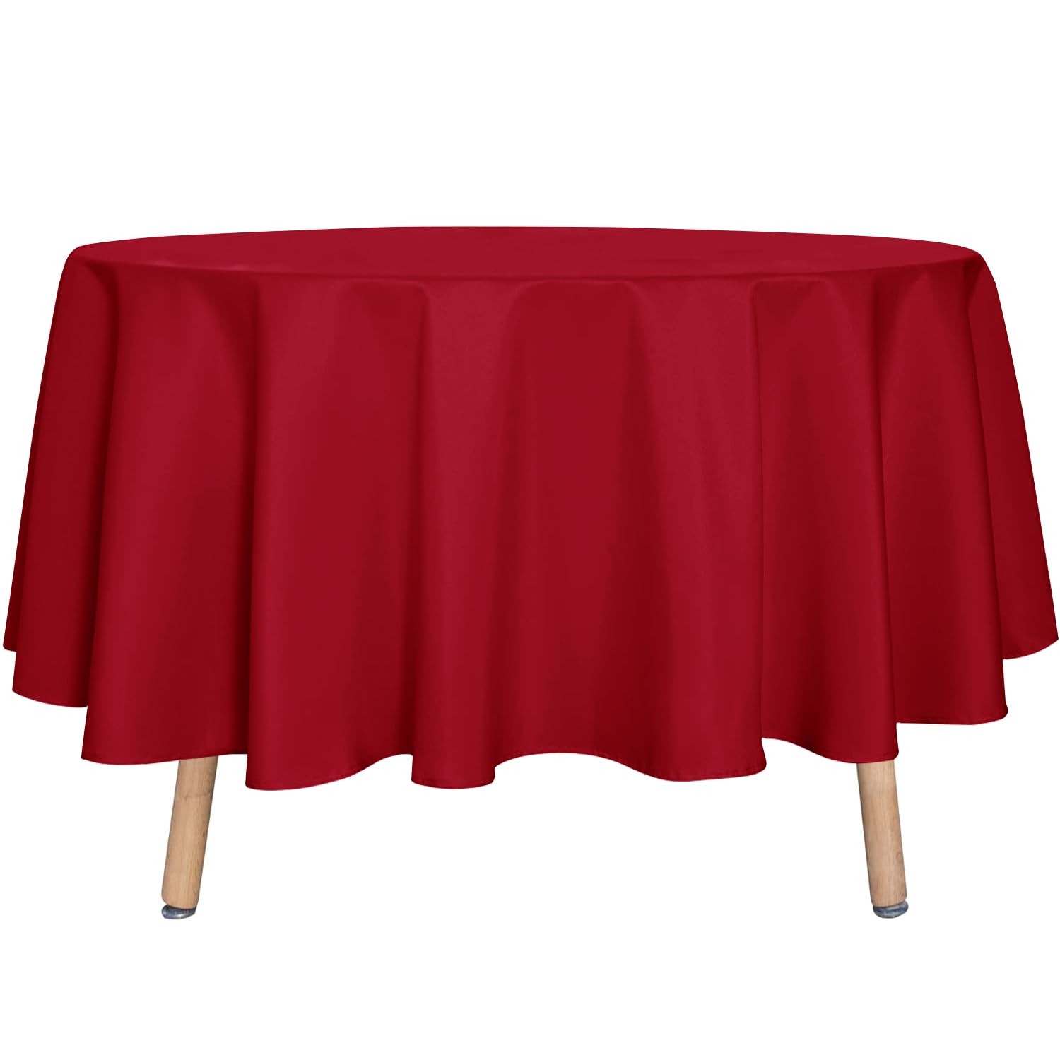 Sancua 90-inch round red tablecloth for elegant dining coverage.