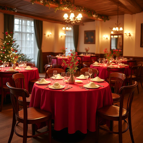 Sancua round tablecloth in dining room setup fits large tables with ease.