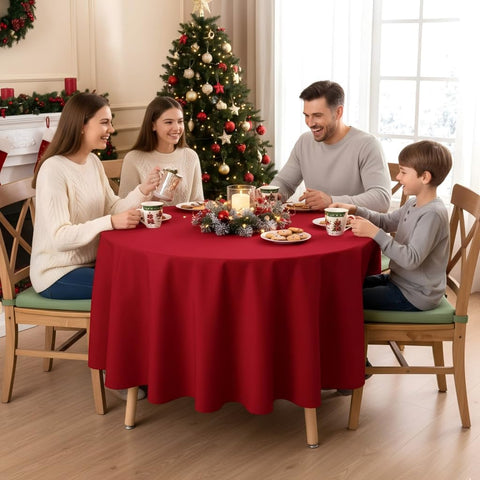 Sancua red spill-proof tablecloth ideal for lively gatherings.