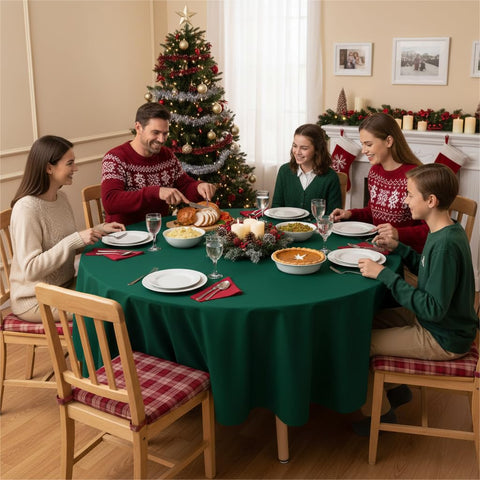 Sancua round tablecloth with stain-resistant fabric for clean tabletops
