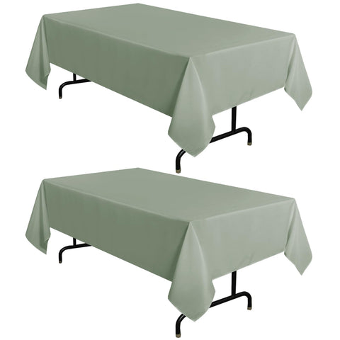 Sancua sage green tablecloth on dining table showing color and coverage