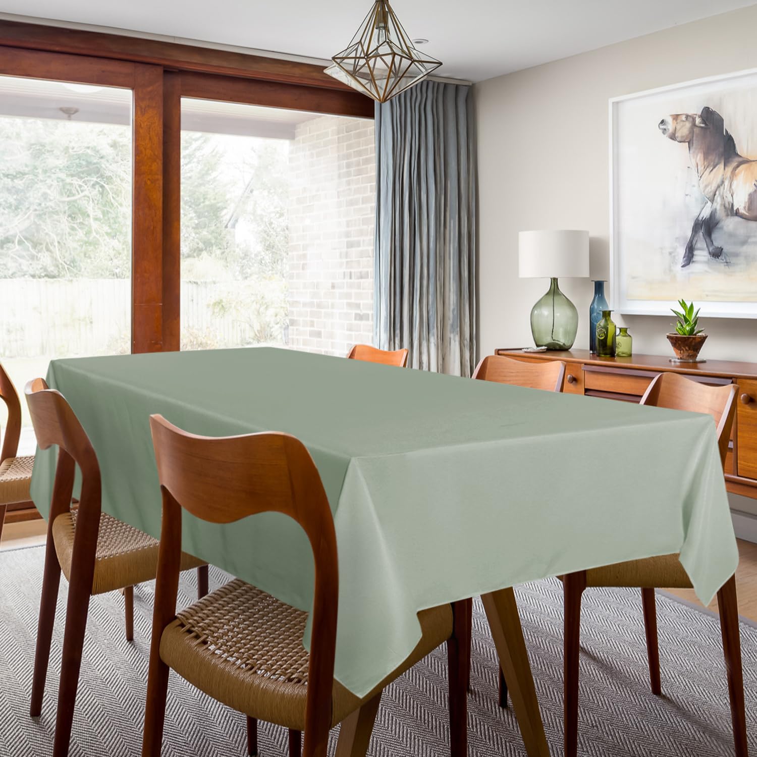 Sancua sage green tablecloth at a dining buffet setup