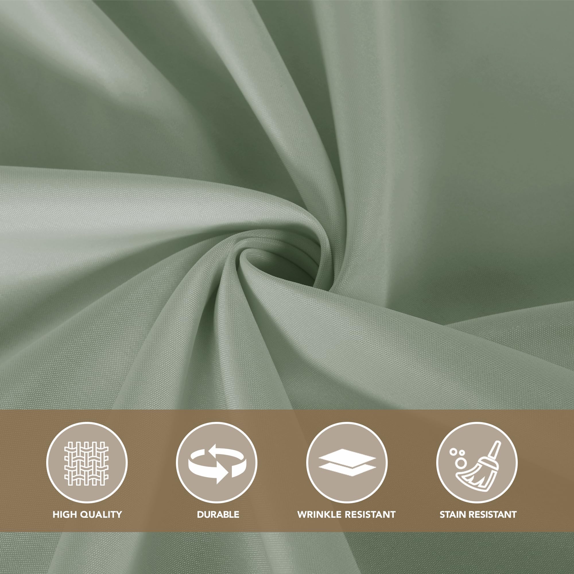 Tablecloth fits both square and round tables with the Sage Green tone.