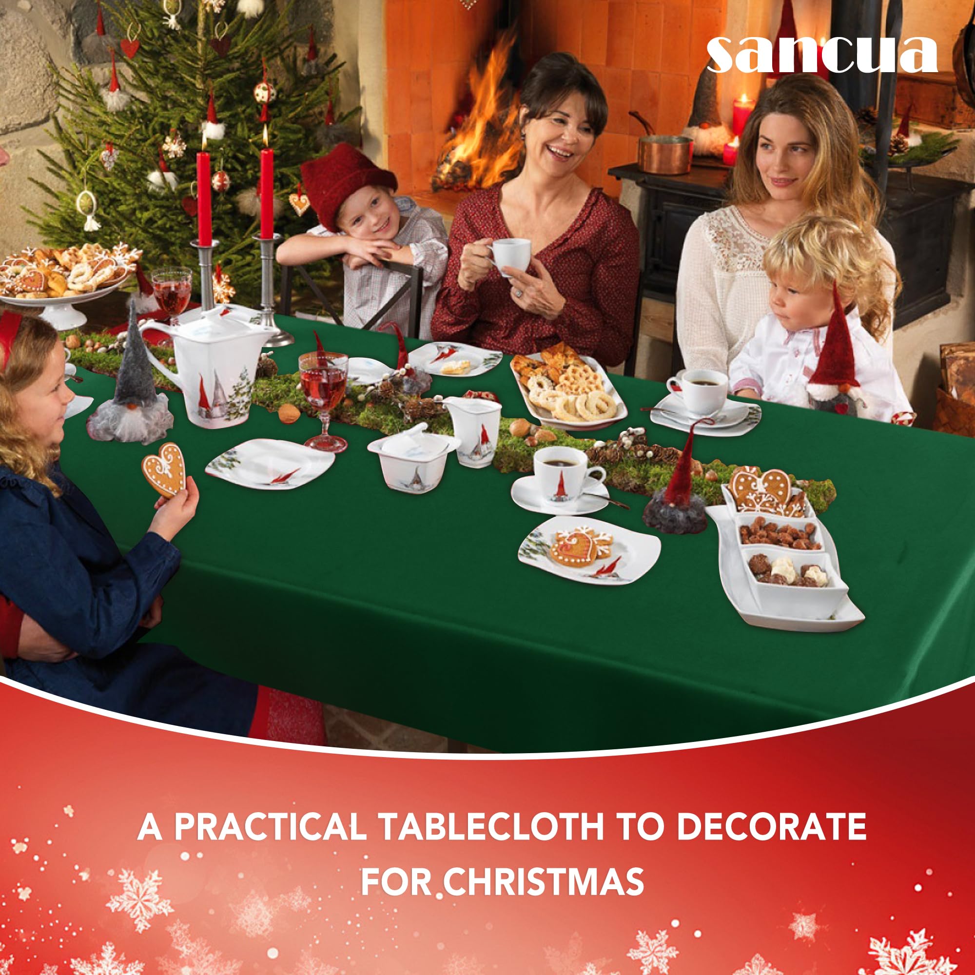 Sancua machine-washable tablecloth makes cleaning quick after gatherings.