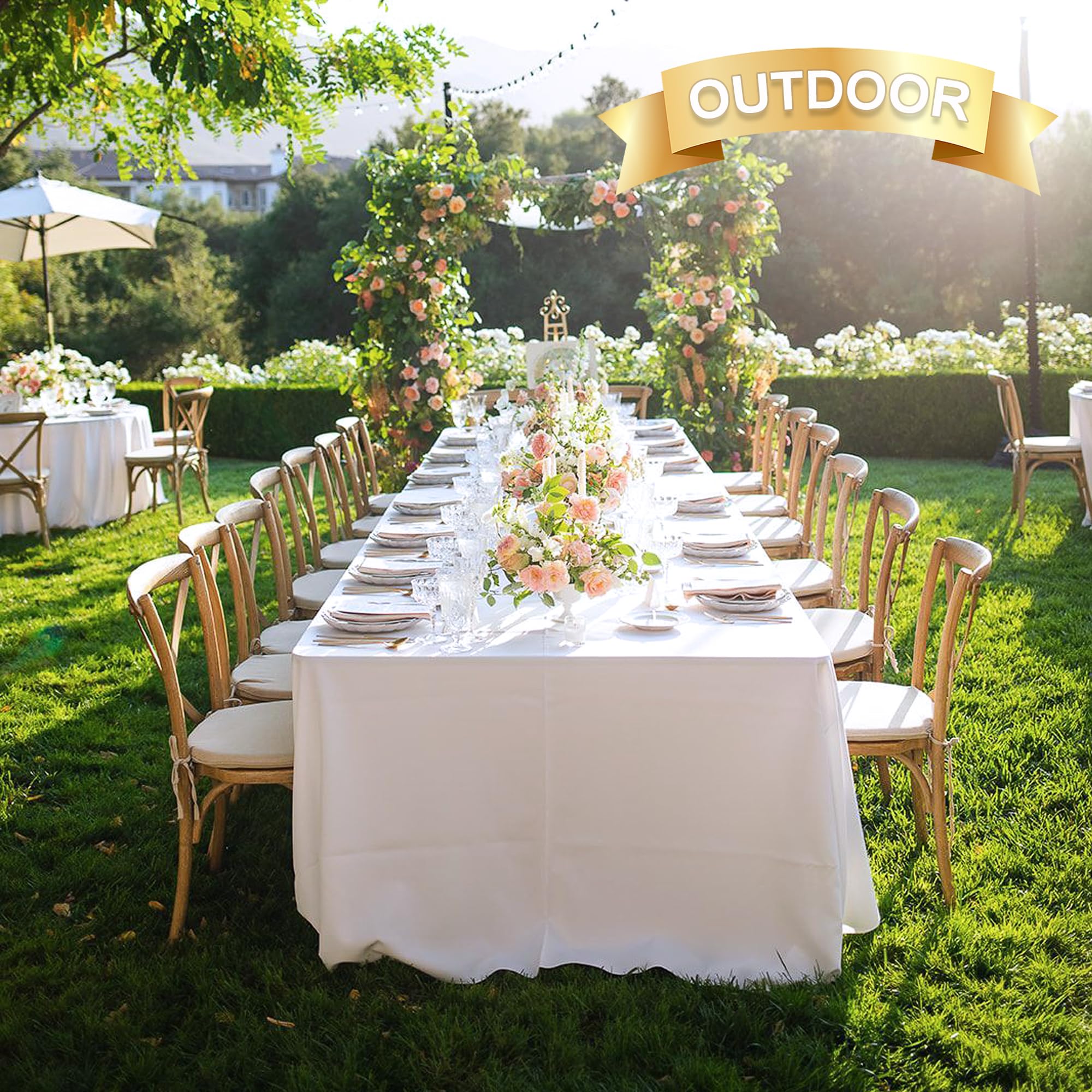 Sancua stain-resistant tablecloth demonstrates durability for buffet and party settings