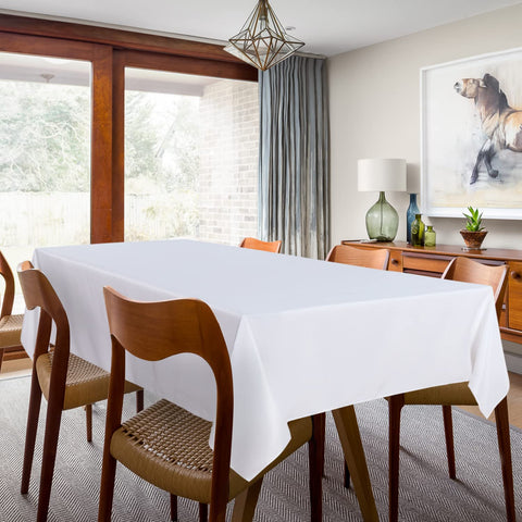 Sancua stain-resistant polyester tablecloth protects surfaces during meals