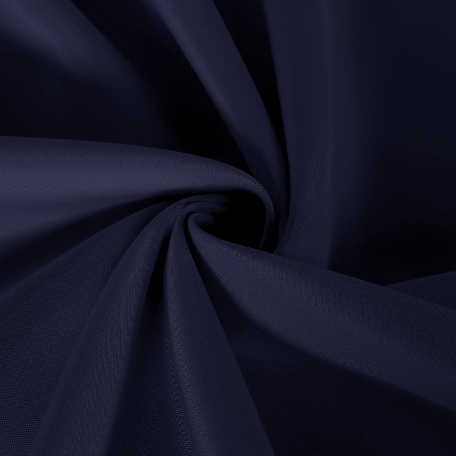 Sancua 60x120-inch navy tablecloth drapes over an eight-foot table