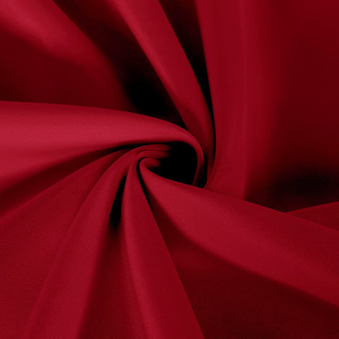 Sancua outdoor camping table setting with red round tablecloth on a picnic table