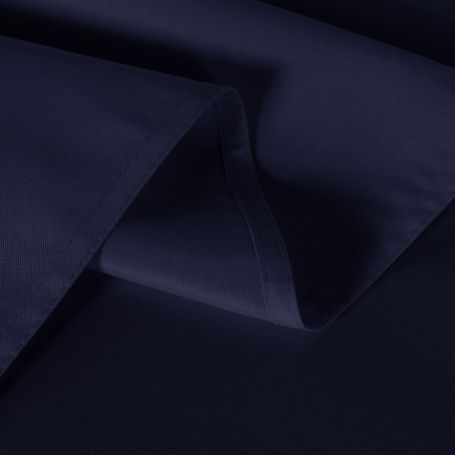 Sancua navy tablecloth close-up highlights stain resistance for busy buffets