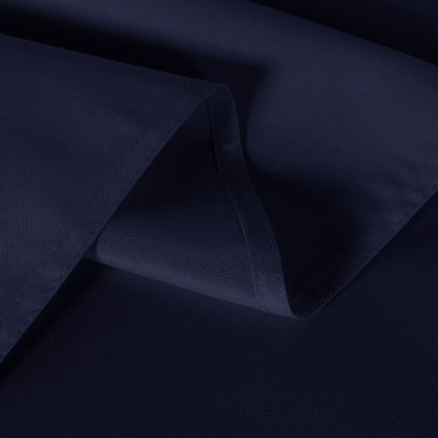 Sancua navy tablecloth close-up highlights stain resistance for busy buffets