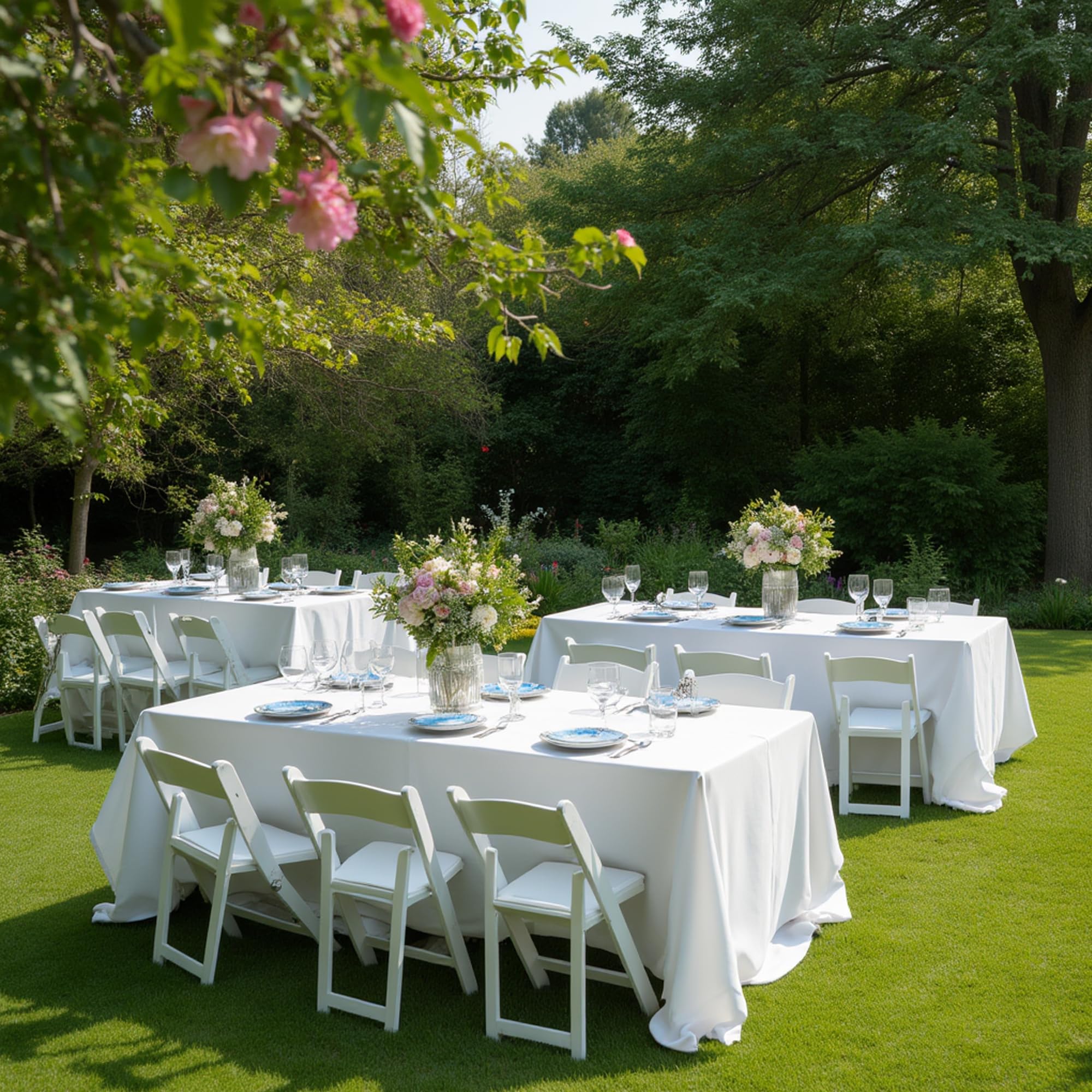 Sancua tablecloth on a wedding setup, rectangle shape enhances formal decor.