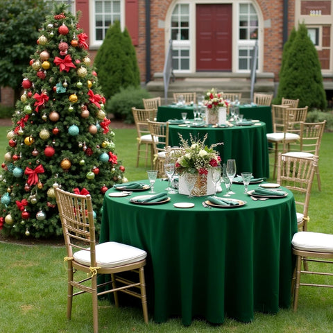 Sancua wrinkle-resistant tablecloth in hunter green for quick hosting