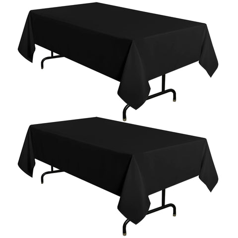 Sancua two-pack black tablecloth 60x102 on a full table for protection.