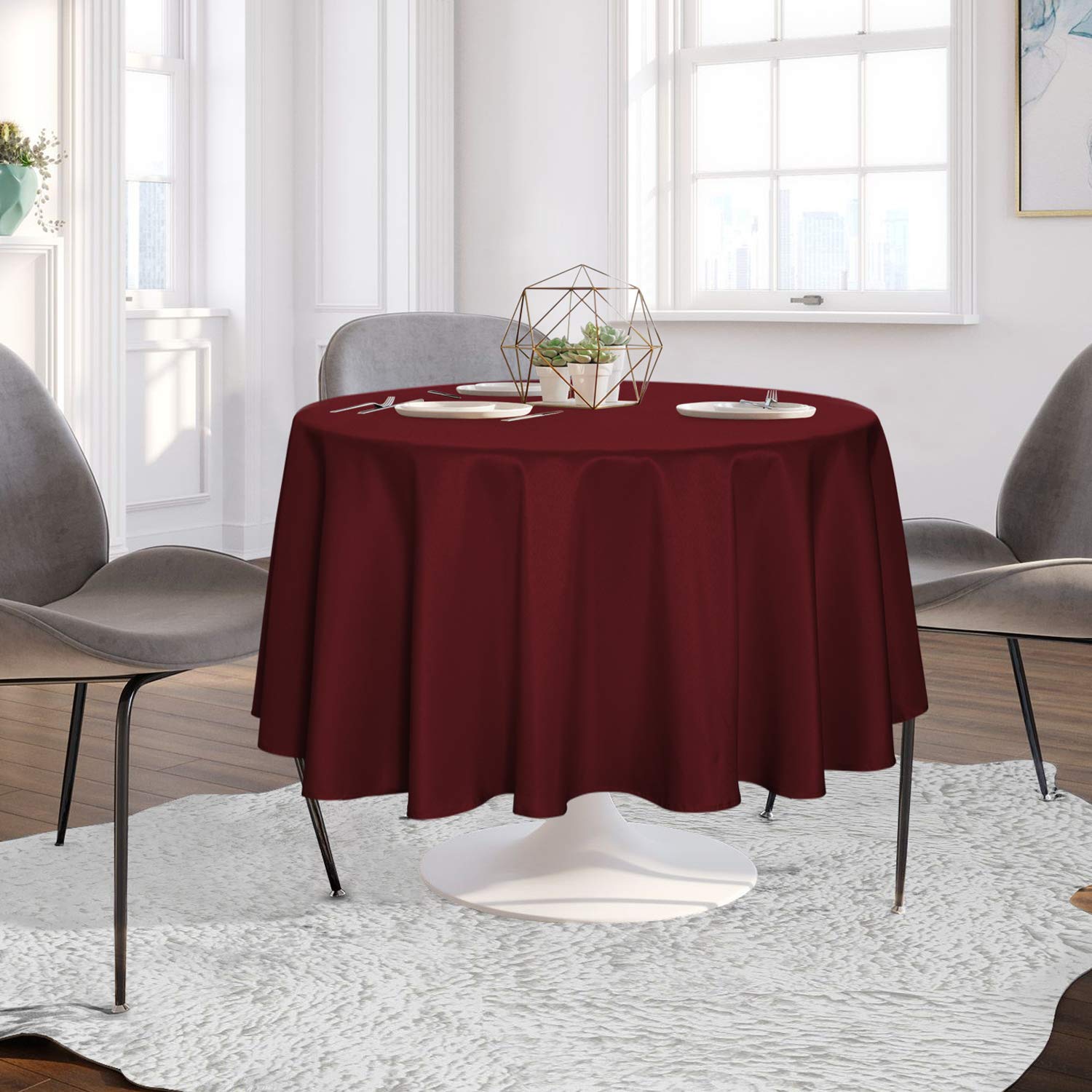 Sancua water-resistant tablecloth shields surfaces from spills during meals.