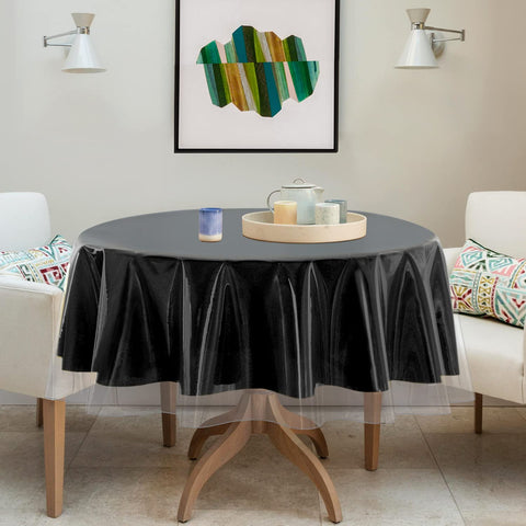 Sancua waterproof round tablecloth PVC material protects against spills and stains