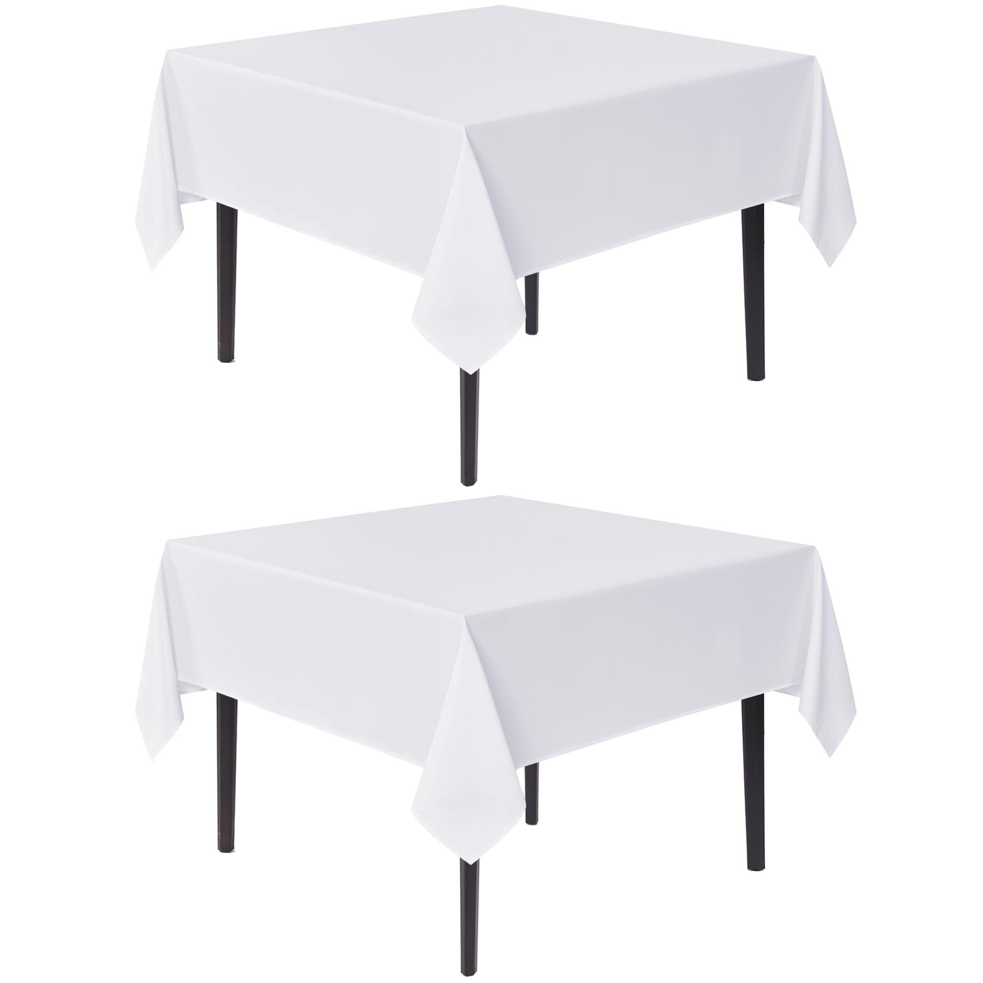 Sancua white square tablecloth 54x54 pack-1 on table showing smooth fabric texture