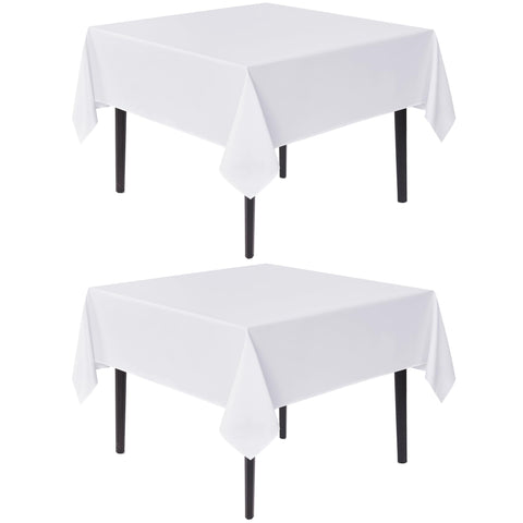 Sancua white square tablecloth 54x54 pack-1 on table showing smooth fabric texture
