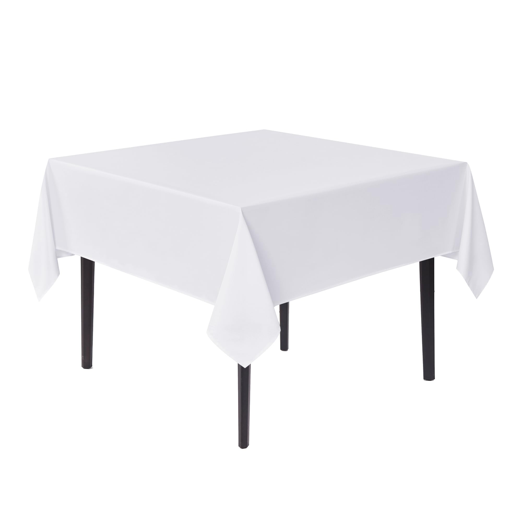Sancua white square tablecloth 85x85 inches in flat lay setup for a clean, elegant table