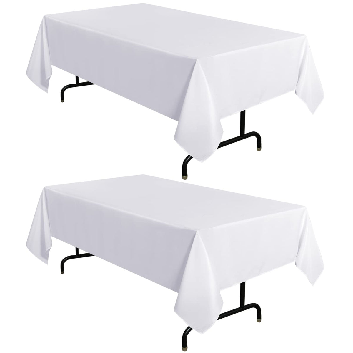 Sancua white tablecloth draped on a 6ft table for a clean dining setup